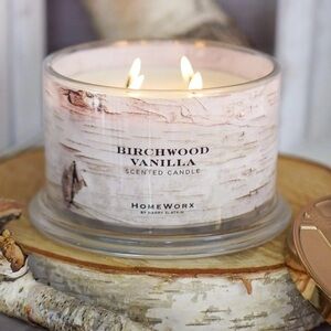🆕 HomeWorx Birchwood Vanilla Candle Holiday Winter blogger fan favorite 18oz NIB